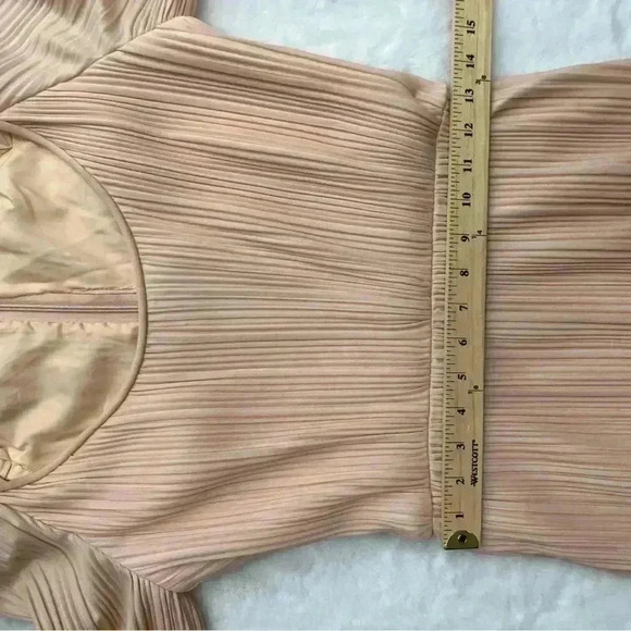 Vintage 70s Marita By Anthony Muto Gown Size 12 Deadstock NWT Peach Pleated - Picture 11 of 15